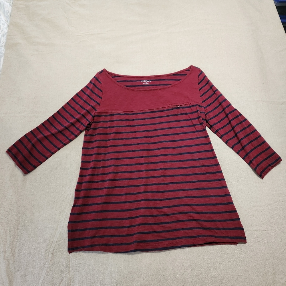 Merona Burgundy and Navy Top | size L